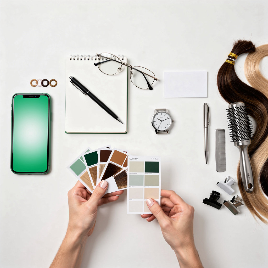 Lumina Hair Studio professional stylist consulting with client about hair transformation